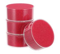 GRADENEVE 4 Pezzi Umidificatore Igienico e Multiutente Rosso in Spugna e Plastica per Dita Superficie Liscia e Forma Rotonda per Uffici e Biblioteche, per Documenti e Denaro