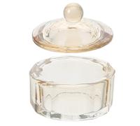 GRADENEVE Ciotola per Unghie in Cristallo di Vetro con Coperchio, Dappen Dish per Nail Art Professionale, Tazza per Lavare Pennelli Manicure con Design a Dodici Facce Color Ambra Chiaro