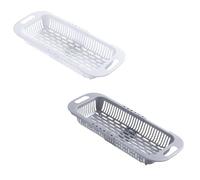 GRADENEVE Scolapiatti da Lavandino Regolabile 2 Pezzi in Pp Fori per Appendere, Scolaposate Estensibile per Conservare Coltelli e Posate in Cucina
