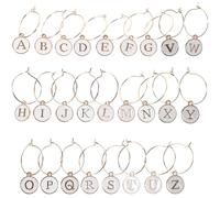 GRADENEVE Segnabicchieri per Feste 26 Pezzi Lettere in Lega di Zinco, Marcatori per Vino Eleganti e Decorativi, Identificatori per Bicchieri da Vino per Feste e Riunioni Familiari