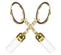 GRADENEVE Set 2 Pezzi Flaconi Refill Vetro Trasparente per Profumi e Tonici con Portachiavi e Tappo in Lega di Zinco Oro, Multifunzionali per Uso Quotidiano e Viaggio