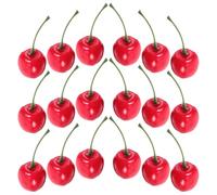 GRADENEVE Set 20pezzi Frutta Artificiale Realistica Ciliegie Finte in Plastico e Schiuma, Modelli Decorativi Lifelike che Non Cambiano Colore per Matrimoni e Vetrine Alimentari