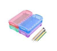 GRADENEVE Set da 3 Scatole di Plastica Multifunzionali la Conservazione, Resistenti allo Strappo e Leggere, per Studenti, Perfette come Astuccio per Matite e Porta Colore Colore Casuale