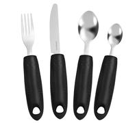 GRADENEVE Set di Posate Impugnatura Comoda e Facile da Riporre Adattive per Anziani e Disabili Manico Pesato in Acciaio Inox Utensili Anti-scivolo per Pasti Sicuri