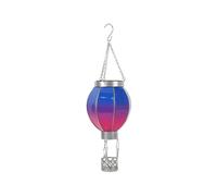 (Gradient Blue, Multicolor) Solar Powered Hanging Lantern Outdoor Garden Hot Air Balloon Shape Patio Decor, Size L - Striped Blu