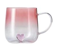 Gradient Glass Coffee Mug - 400 ml Clear Cup with 3D Heart Design, Anti cald Handle and Gradient Color | Mug for Hot Drinks, Latte, Milk, Juice, Tea, Cereal | Travel, Christmas, Kitchen, Home