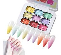 Gradient Nail Pigment, Uv Gel Polish, Artistic Color Coating, 9-Color No Wipe Long-Lasting Manicure Set for Home Beauty Decoration and Salon Art Drawing Design, Multicolor