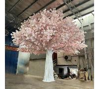 Gradient Pink Artificial Cherry Blossom Tree, White Trunk Fake Sakura, Large Floral Decor for Wedding & Mall Atrium(2 * 2M)