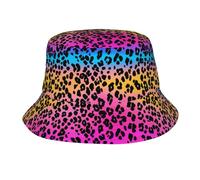 Gradient Pink Neon Leopard Donna Uomo Cappello da Pescatore Traspirante Bucket Hat Protezione UV Cappelli A Secchiello per All'Aperto Caccia Viaggi Ciclismo