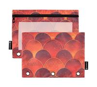 Gradient Red Dragon - Scale - Astuccio porta matite con motivo ispirato agli inserti per raccoglitore a 3 anelli, con tre anelli, per bambini e ufficio