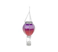 (Gradient Red, Multicolor) Solar Powered Hanging Lantern Outdoor Garden Hot Air Balloon Shape Patio Decor, Size L - Striped Blu