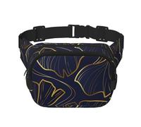 Gradiente dorato lineare con foglie di Ginkgo Biloba, Marsupio quadrato a doppio strato, borsa da viaggio, marsupio casual
