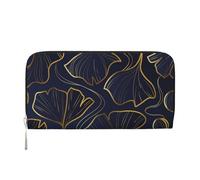 Gradiente dorato lineare con foglie di Ginkgo Biloba, Portafogli in pelle PU, grande capacità, portafoglio con pochette per uomo e donna