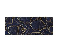 Gradiente dorato lineare con foglie di Ginkgo Biloba,Tappetino per mouse grande, da scrivania, per tastiera e computer, con base in gomma antiscivolo, 30 x 80 cm