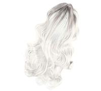 Gradiente Grigio Lungo la Parrucca Sintetica Riccia per le Donne - Parrucca Cosplay Ondulata per Halloween e Feste con Comfort Traspirante