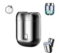 Gradientiscolor 2025 New Upgrade Pocket Shaver USB Mini Shaver, Gradientiscolor Magnetic Head Razor, Rechargeable Waterproof Compact Electric, for Home, Business, Trips (Silver,Regular)