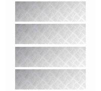 Gradini 4 unità 70 x 20 cm argento alluminio rettangolare | Piastra diamantata, scorrevole, per interni ed esterni, facile da pulire, uso tutto l'anno, ufficio, cortile
