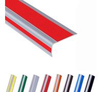 gradini delle scale, Profilo for gradini in vinile, protezione bordi antiscivolo, 1,5 m, profilo PVC, 10, autoadesivo, scale interne ed esterne(Red,150cm)