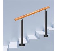 Gradini di transizione per esterni, 2-3 gradini in legno/cemento con ringhiera laterale in ferro battuto, altezza 90 cm, lunghezza 1 m, sicuro accesso facile per casa e giardino