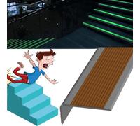 Gradini di Trazione Antiscivolo con Bagliore nella Striscia Scura, Protezione del Bordo della Scala in Gomma, Modanatura del Naso della Scala Bordo della Scala Trim, Gray-Brown, 10m/393.7in