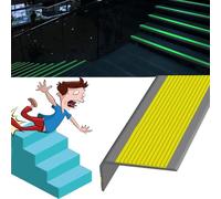 Gradini di Trazione Antiscivolo con Bagliore nella Striscia Scura, Protezione del Bordo della Scala in Gomma, Modanatura del Naso della Scala Bordo della Scala Trim, Gray -Yellow, 5m/196.8in