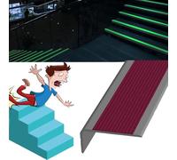 Gradini di Trazione Antiscivolo con Bagliore nella Striscia Scura, Protezione del Bordo della Scala in Gomma, Modanatura del Naso della Scala Bordo della Scala Trim, Gray-Red-Brown, 10m/393.7in