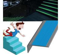 Gradini di Trazione Antiscivolo con Bagliore nella Striscia Scura, Protezione del Bordo della Scala in Gomma, Modanatura del Naso della Scala Bordo della Scala Trim, Gray-Blue, 5m/196.8in