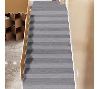 Gradini in legno, 8″ x 30″, tappeto antiscivolo con tappetino staccabile e incollabile, rifilabile e lavabile in lavatrice, adatto a famiglie con bambini, anziani e animali domestici Light gray 15