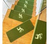 Gradini in legno, 9″ x 28″, tappeti per scale antiscivolo, rifilabili e lavabili in lavatrice, adatti a famiglie con anziani, bambini e animali domestici Green B 7