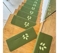 Gradini in legno, 9″ x 28″, tappeti per scale antiscivolo, rifilabili e lavabili in lavatrice, adatti a famiglie con anziani, bambini e animali domestici Green A 7