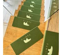 Gradini in legno, 9″ x 28″, tappeti per scale antiscivolo, rifilabili e lavabili in lavatrice, adatti a famiglie con anziani, bambini e animali domestici Green C 15