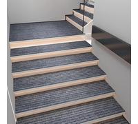 Gradini per Gradini in Legno Esterno Antiscivolo in Poliestere Pv con Supporto in Gomma, 4 Pezzi Antiscivolo Tappeto per Scale Runner Lavabile per Interni, Scivolo Gradini, Grey, 11.9x33.5inch