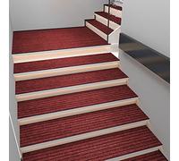 Gradini per Gradini in Legno Esterno Antiscivolo in Poliestere Pv con Supporto in Gomma, 4 Pezzi Antiscivolo Tappeto per Scale Runner Lavabile per Interni, Scivolo Gradini, Red, 9.9x35.5inch