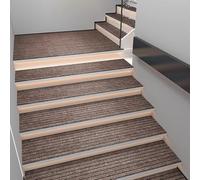 Gradini per Gradini in Legno Esterno Antiscivolo in Poliestere Pv con Supporto in Gomma, 4 Pezzi Antiscivolo Tappeto per Scale Runner Lavabile per Interni, Scivolo Gradini, Curry, 10.3x29.6inch