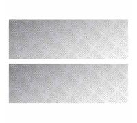 Gradini per Scale 2 pz 90 x 30 cm Argento Alluminio scivolo | Design quadrettato, uso interno ed esterno, facile pulizia, costruzione robusta, eleganza moderna