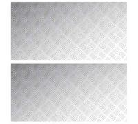 Gradino 2 unità 100 x 50 cm argento alluminio rettangolare | Piastra diamantata, scorrevole, per interni ed esterni, leggera, facile da pulire, uso tutto l'anno