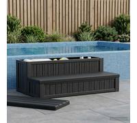 vidaXL Scaletta per vasca idromassaggio con vano portaoggetti 2 gradini nero 93 x 57 x 35 cm PP, moderno sgabello per spa rettangolare, resistente alle intemperie, resistente ai raggi UV, portatile