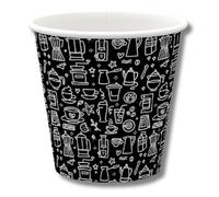 GRADISCO - Bicchieri in Carta per Caffe, Cappuccino, Thè - Nero Fantasy 100% Biodegradabili in cartoncino rivestito in PE per Bevande Calde - Bicchieri monouso usa e getta (100, 4oz)