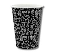 GRADISCO - Bicchieri in Carta per Caffe, Cappuccino, Thè - Nero Fantasy 100% Biodegradabili in cartoncino rivestito in PE per Bevande Calde - Bicchieri monouso usa e getta (100, 7oz)