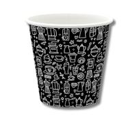 GRADISCO - Bicchieri in Carta per Caffe, Cappuccino, Thè - Nero Fantasy 100% Biodegradabili in cartoncino rivestito in PE per Bevande Calde - Bicchieri monouso usa e getta (100, 3oz)