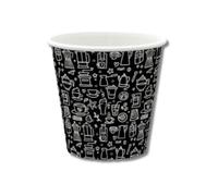 GRADISCO - Bicchieri in Carta per Caffe, Cappuccino, Thè - Nero Fantasy 100% Biodegradabili in cartoncino rivestito in PE per Bevande Calde - Bicchieri monouso usa e getta (100, 2,5oz)