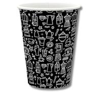 GRADISCO - Bicchieri in Carta per Caffe, Cappuccino, Thè - Nero Fantasy 100% Biodegradabili in cartoncino rivestito in PE per Bevande Calde - Bicchieri monouso usa e getta (100, 8oz)