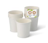GRADISCO - 1000x Bicchierini caffè 100 ml / 4 oz, Ø 62 mm Bianco - Bicchieri Carta Senza plastica e con Materiali sostenibili - Bicchierini Caffe Carta