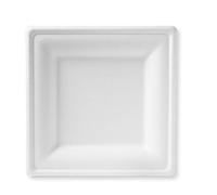 Gradisco 125 Pezzi - Piatto Piano Quadro in Polpa di Cellulosa Bagassa 100% Compostabile, 26x26 cm. Sbiancato e derivante da risorse della natura. Biodegradabile - Compostabile - Plastic Free.
