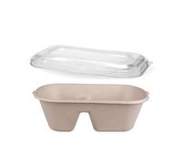 GRADISCO 50 PZ CONTENITORI BISCOMPARTO 100 ML. IN POLPA DI CELLULOSA BIODEGRADABILE E COMPOSTABILE EXTRA RESISTENTI CON COPERCHI IN RPET RICICLABILE A CHIUSURA ERMETICA. USA E GETTA.