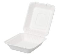 GRADISCO - Contenitori Box Hamburger BIO 100% COMPOSTABIBILI in polpa di cellulosa Bianchi per ASPORT, Take Away, e Delivery panini ed hambuger. (Singolo 350 ML 14.5X15 CM)