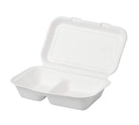 GRADISCO - Contenitori Box Hamburger BIO 100% COMPOSTABIBILI in polpa di cellulosa Bianchi per ASPORT, Take Away, e Delivery panini ed hambuger. (Doppio 1000 ML 24.5X16 CM)