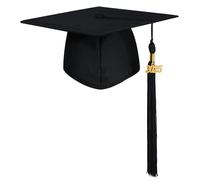 GraduatePro 2025 Cappello Laurea per Bambini Costume Accessorio con Frangia Scuola Ragazzi Ragazze Nero