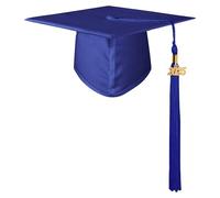 GraduatePro 2025 Cappello Laurea per Bambini Costume Accessorio con Frangia Scuola Ragazzi Ragazze Royal