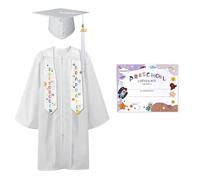GraduatePro Bambini 2024 Toga Laurea con Cappello Tocco Astronauta Distintivo Prescolastico Scuola Materna Costume Fotografico Unisex Bianco 27